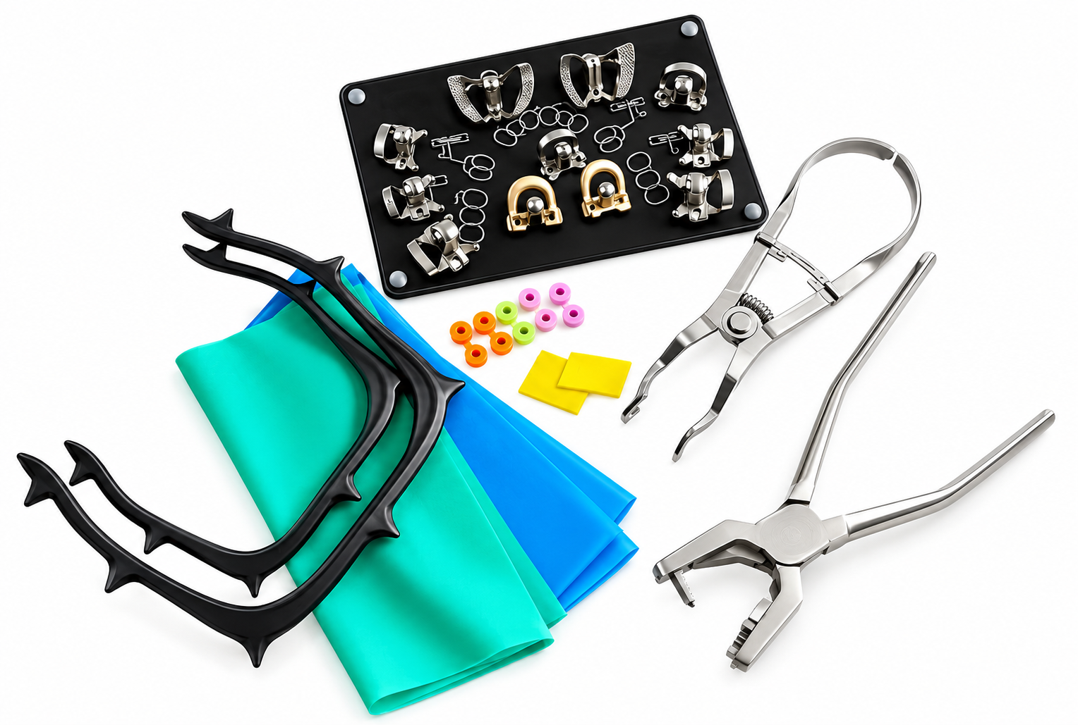 Professional Dental Rubber Dam Isolation Kit with Punch, Forceps & Clamps